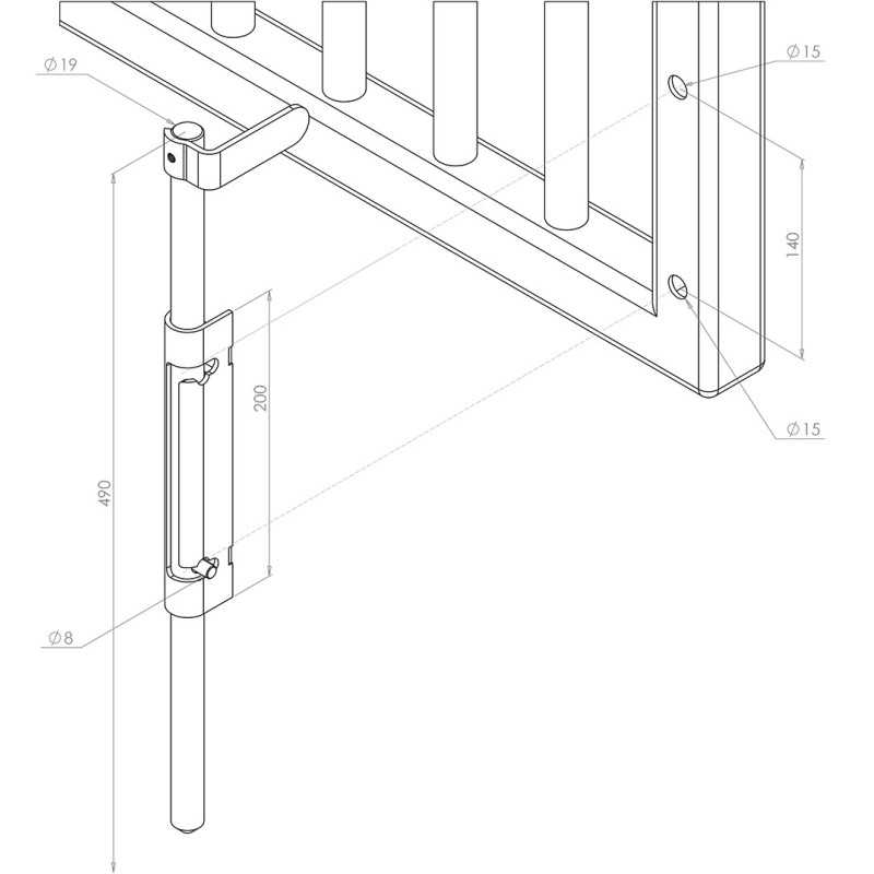 GATEMASTER LOCKING DROP BOLT LDB Dimensions
