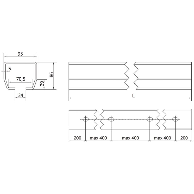 CAIS STAGE MZ1 CANTILEVER GATE TRACK Monorail | CAIS HARDWARE