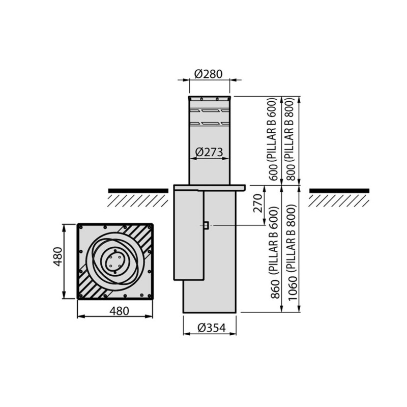 BFT PILLAR B 600L HYDRAULIC BOLLARD