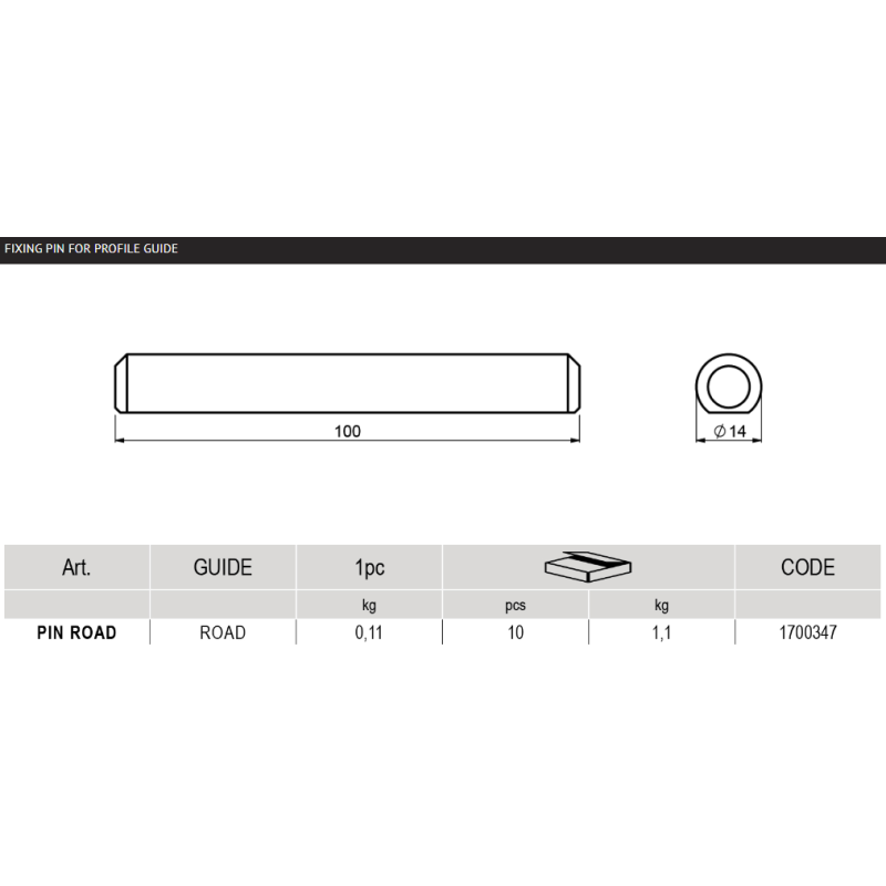 CAIS Road Pin Dimension Diagram (metalines)
