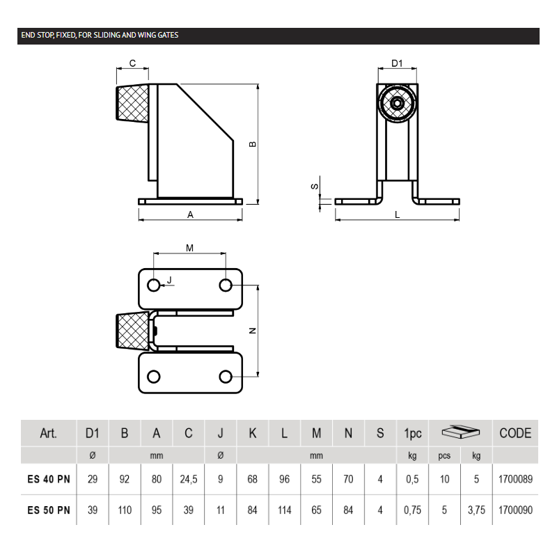 CAIS ES 40PN Dimension Diagram (metalines)
