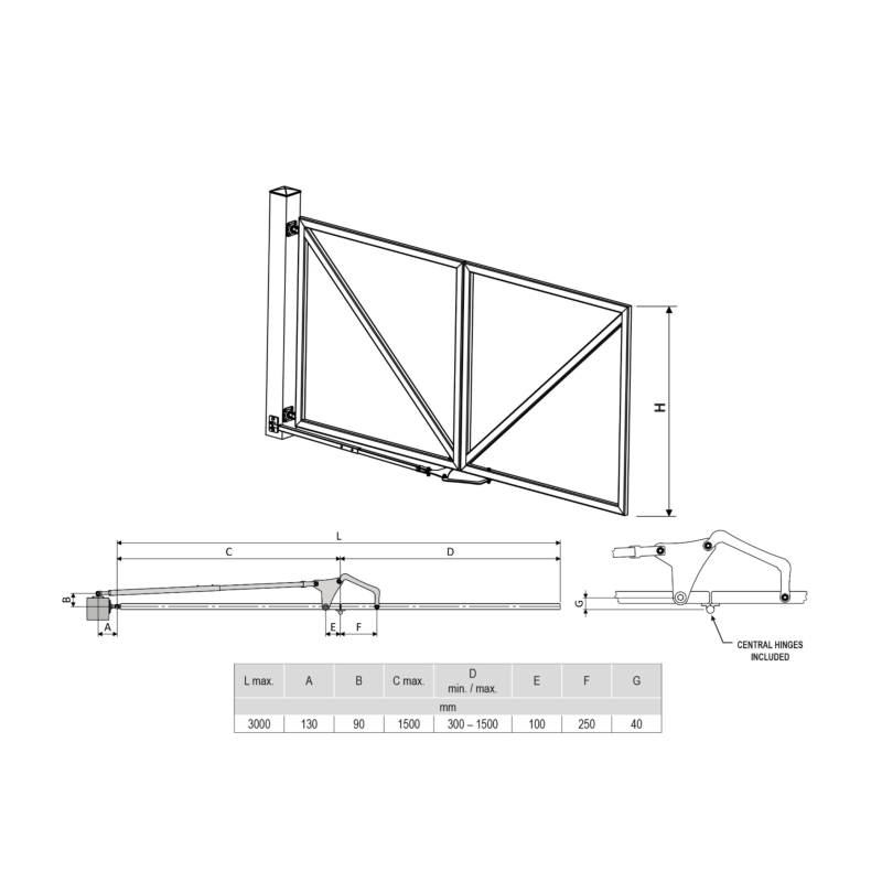 CAIS TwinDrive3 E-Box Bi-Fold Gate Conversion System – Up to 3m Opening (90°)