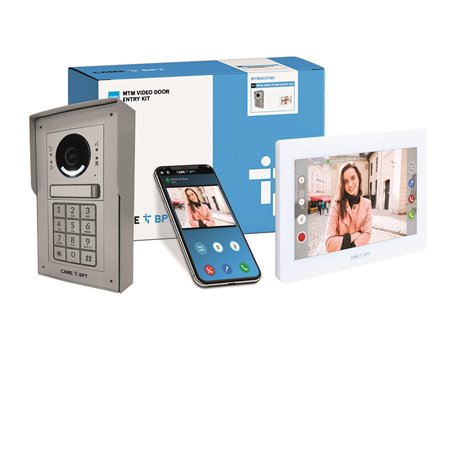 Bpt MTM Surface Mount 1 Call Button with Keypad to 7-Inch White XTS Monitor (IP Video Intercom Kit)