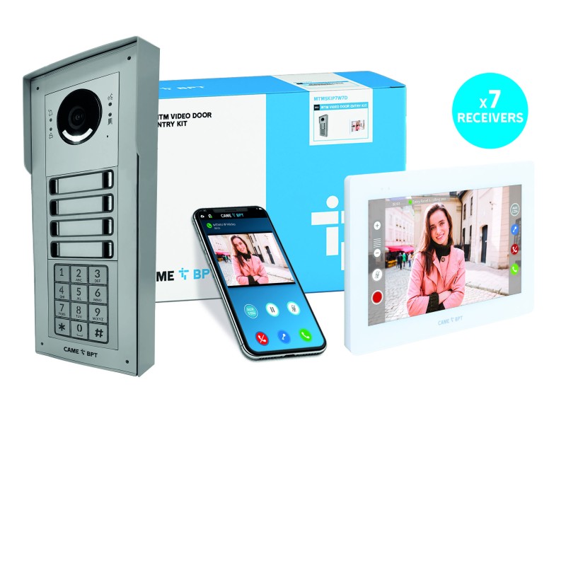 Bpt MTM Surface Mount 1 Call Button with Keypad to 7-Inch White XTS Monitor (IP Video Intercom Kit)