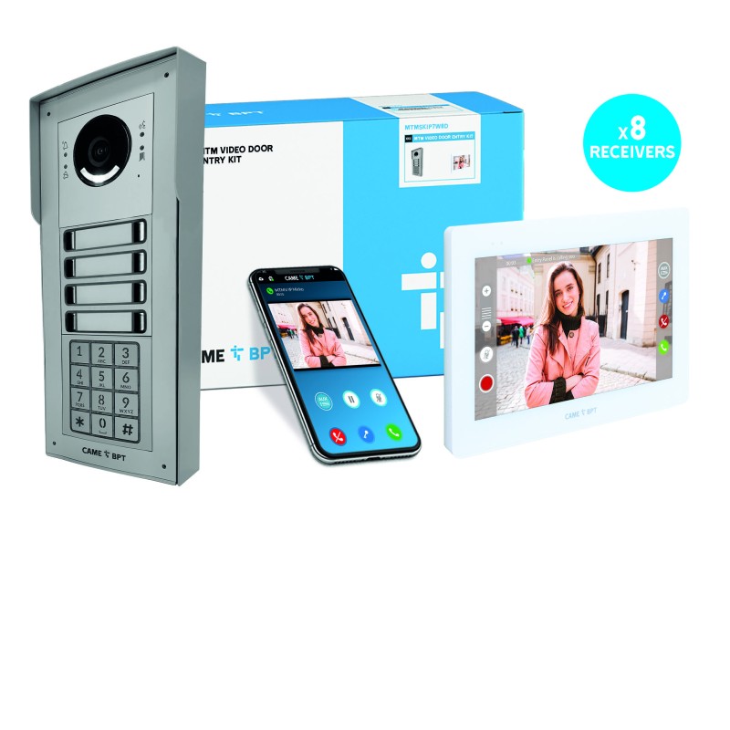 Bpt MTM Surface Mount 1 Call Button with Keypad to 7-Inch White XTS Monitor (IP Video Intercom Kit)