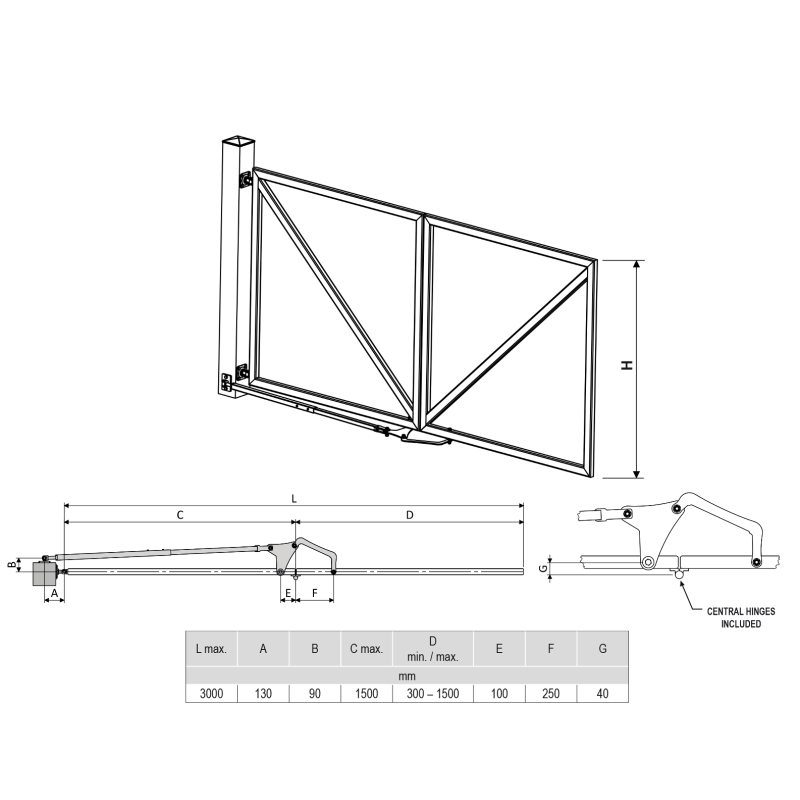 CAIS Twin Drive E-Box (PLUS) Bi-Fold Gate Kit (6m)