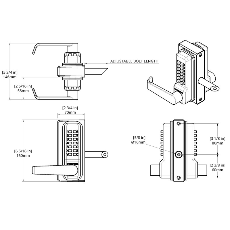 GATEMASTER Superlock Digital Double Sided Lever Handles (BDGL)