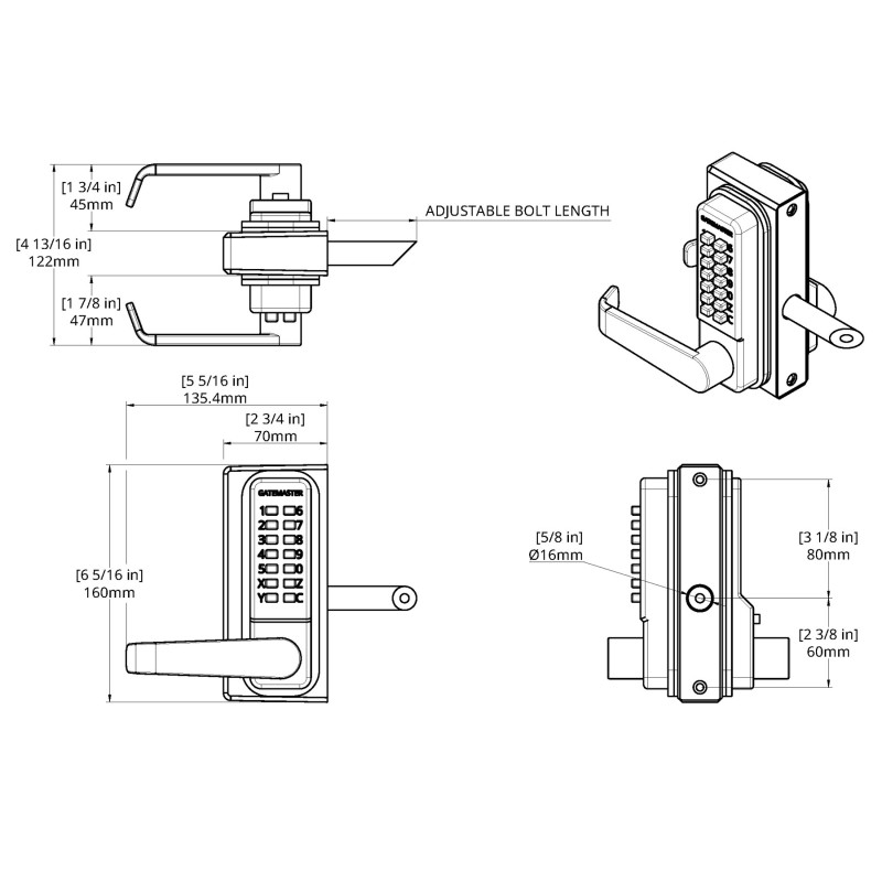 Gatemaster Superlock Digital Single Sided Lever Handles (BDGSL)