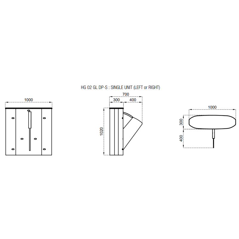 Ozak HG 02 GL DP-S – Single Wing Gate Turnstile (Left or Right)