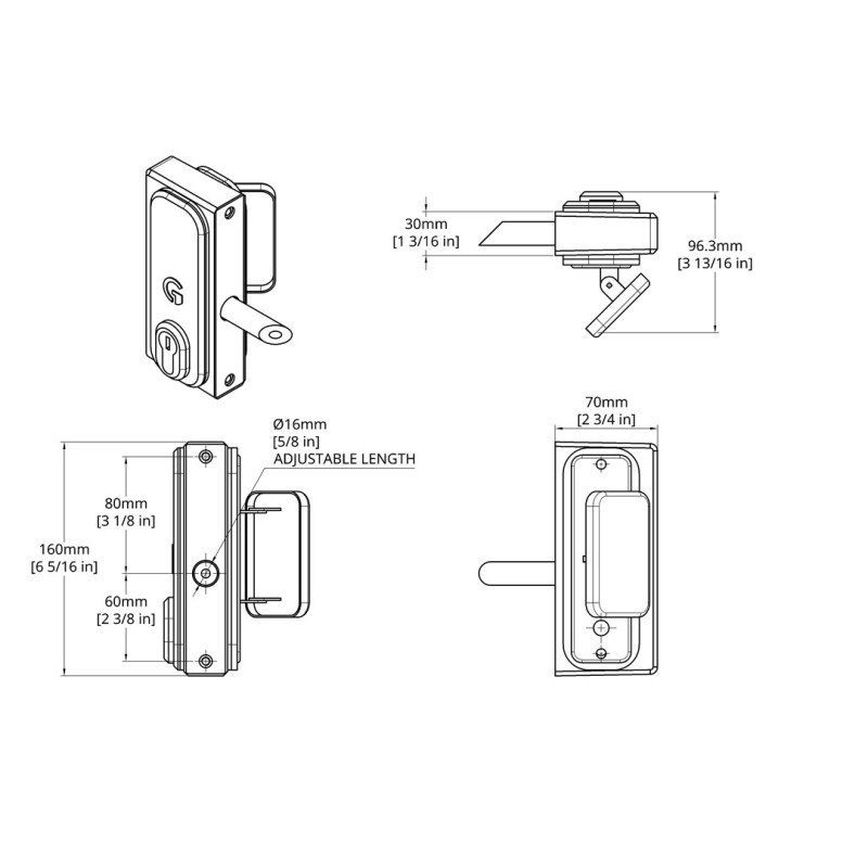 Gatemaster Superlock 2.0 Quick Exit Key Access Gate Lock (BQK)